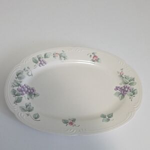 Pfaltzgraff Cream Platter with Purple and Green Floral Design